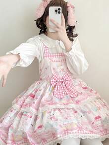 1pc Lolita Style Cute Pink Rabbit Design Cami Dress Suitable For Holiday Parties, Performance Wear And All Holidays Including Valentine's Day, Regular Daily Wear Halloween, Party Dress Spring - Multicolor - View 3