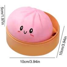 Dumpling Squishy Toy With Steamer Box, Pink Slow Rising Fidget Squishies, Sensory Toys For Classroom, Stress Relief Anxiety Fidgets For Adults Kids, Kawaii Food Shaped Collectible Squishies, Party Favors, Soft Pinch Gift, Pink - 粉色 - 查看 2