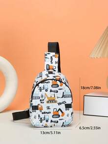 Una linda bolsa de pecho con cremallera de nailon con un patrón de corona y letras, adecuada para uso diario. - Multicolor - Ver 8