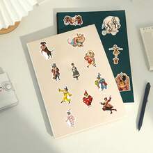 50pcs Vintage Victorian Circus Cartoon Stickers, Creative Decorative Stickers For Notebook, Bookshelf - Multicolor - View 9