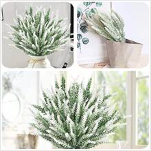 2 bông hoa oải hương nhân tạo chống tia UV - Cây dây leo giả bằng nhựa dùng trang trí ngoài trời, sân vườn, hiên nhà, chậu hoa cửa sổ, nhà cửa và bàn ăn - Hoa giả màu tím cho dịp sum họp gia đình - màu xanh lá - Xem 8