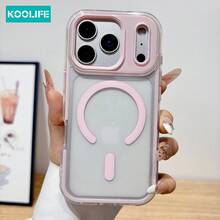 Koolife 1件裝 粉色馬卡龍磁吸防震氣囊全包覆軟 TPU 手機殼，適用 18 Pro/18 Pro Max/13 14 15 16 17 Pro Max Plus，可愛薄型保護殼，青春美學配件，適合女生生日禮物 - 粉色 - 查看 3