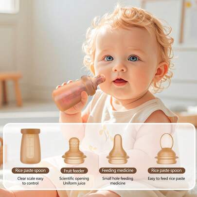 1套婴儿辅食泥勺，硅胶挤压软勺，适用于奶粉，新生儿磨牙玩具