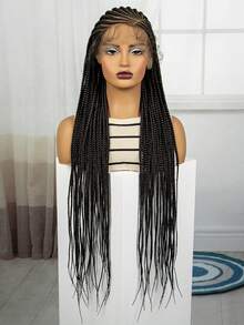 A ANYTIME 34-36 Inch Lace Front Synthetic Braided Box Braid Wig With Baby Hair, Suitable For Lace Front Wig - Black - View 11