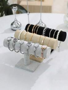 Giá đỡ vòng tay bằng vải lanh một lớp, vải nỉ, giá trưng bày trang sức, giá trưng bày đồng hồ, vòng tay, hoa cài tóc, băng đô, giá trưng bày trang sức, để bàn, 1 cái/2 cái - Nhiều màu - Xem 3