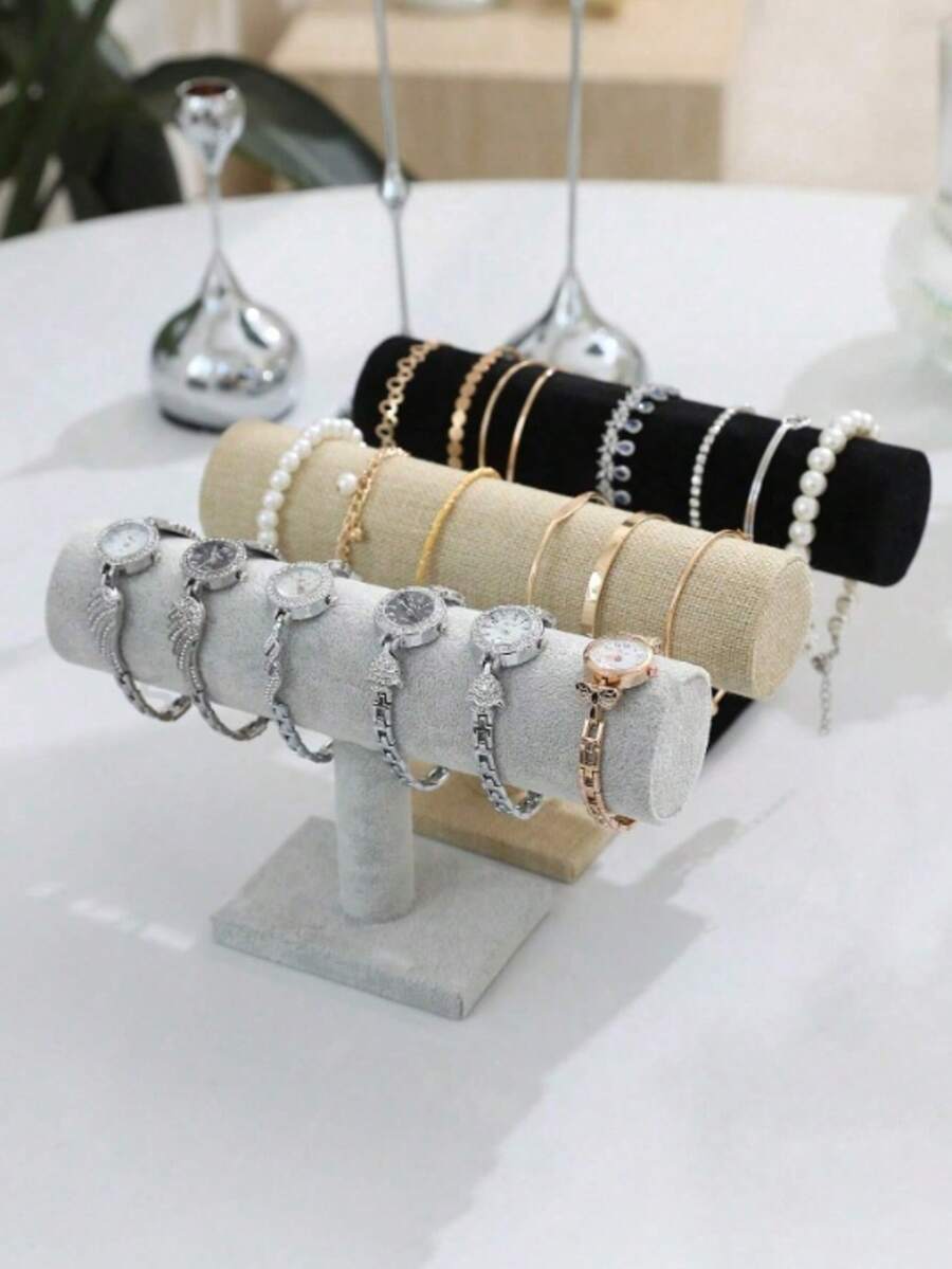 Giá đỡ vòng tay bằng vải lanh một lớp, vải nỉ, giá trưng bày trang sức, giá trưng bày đồng hồ, vòng tay, hoa cài tóc, băng đô, giá trưng bày trang sức, để bàn, 1 cái/2 cái - Nhiều màu - Xem 1