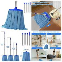 Commercial Microfiber Mop With 52 Inch Stainless Steel Handle And Washable Blue Mop Head For Indoor Outdoor Floor Cleaning - 1 - View 1