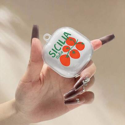 西西里主题番茄图案耳机保护套，兼容三星 Galaxy Buds/Buds Pro/Buds2/Buds2 Pro/Buds LIVE/Buds FE/Buds+ 耳机，新款无线耳机保护套，适用于 Galaxy Buds 4，送给男友/女友的礼物，情人节、节日、复活节皆宜