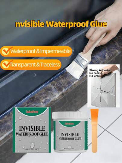 jakehoe 隐形防水胶，适用于外墙、卫生间、浴室地面裂缝，透明防水密封胶，无需破损瓷砖，防漏密封，卫生间防水涂层