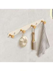 1pc Wall Mounted Coat Rack With Hooks - No Drilling Required, Easy Installation Multifunctional Storage Organizer For Bedroom Living Room Entryway Hallway Bathroom - Modern Minimalist Design Space Saving Wall Hanging Rack Perfect For Home Organization - White Solid Wood Hooks - View 8