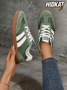 Hidkat Women's Summer Casual Flat Shoes, 2025 Spring New Lightweight Soft Bottom Color Block Sneakers - 8615 Green - View 10