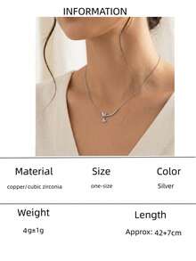 1件装铜锆石蝴蝶弧形吊坠项链，女士镀金首饰，伴娘礼物，送给她的礼物 - 彩色 - 查看 6