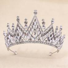 1pc Retro Multi-Color Bridal Crown, Geometric Pattern Palace Style Zinc Alloy Tiara Headpiece For Wedding, Pageant, Performance,Festival,Birthday - Multicolor - View 9