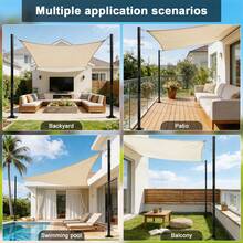 2 Pack 12ft Heavy Duty Shade Sail Poles(Not Including Shade Sail And String Lights)  With Spiral Anchor & D-Clamps, Outdoor Sun Shade Support Poles For String Lights, Patio, Backyard, Garden, Lawn, Terrace, Camping And Outdoor Decoration - Đen - Xem 3