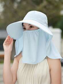 1 chiếc mũ rộng vành chống nắng mùa hè cho nữ, khẩu trang 3 trong 1 che cổ, mũ che nắng đa chức năng thoáng khí, mũ chống nắng mùa hè cho nữ khi đạp xe điện, mũ che nắng ngoài trời có thể tháo rời, mũ chống tia UV vành rộng - A - Xem 8