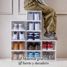 Caja Transparente para Zapatos Engrosada y Plegable Organizador de Zapatillas de 6 Capas/3 Capas Apilable a Prueba de Polvo Estante para Zapatos de Alta Altura - Ver 5