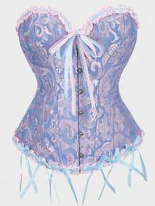 Áo corset kiểu retro thanh lịch với họa tiết xương cá, áo corset buộc dây, áo định hình eo, áo bustier ôm sát cổ điển, phù hợp cho trang phục cưới, tiệc tùng, Halloween và các ngày lễ. - Nhiều màu - Xem 48