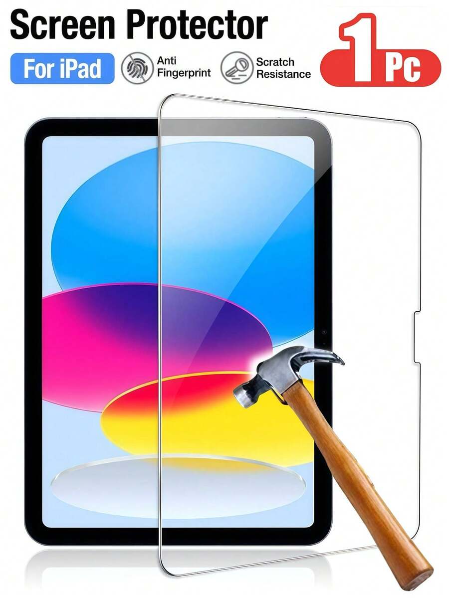 ZYONS 1 pieza Protector de pantalla compatible con iPad de 11.ª/10.ª generación de 11/10.9 pulgadas (modelo 2025/2022), [compatible con Face ID y Apple Pencil], película de vidrio templado ultra duro, antiarañazos, sin burbujas, alta definición, antiroturas, antihuellas, protector de pantalla para tableta, compatible con Apple Mini/Air/Pro, regalo de cumpleaños para familiares y amigos, accesorios para tableta, a prueba de agua y golpes con cobertura completa - 1 pieza - Ver 1