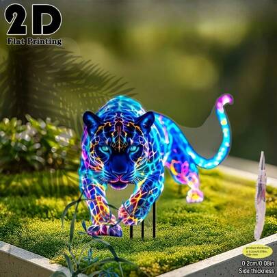 1pc Neon Leopard Outdoor Stake Decor, Elegant Yard/Garden Decoration Without Electricity, Suitable For Lawns, Patios, Gift For Women, Mothers, Wives, Durable Plastic Material, Suitable For Various Holidays
