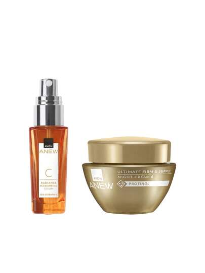 Avon [Bundle] Anew Radiance Maximising Vitamin C Serum 30 Ml + Ultimate Firm & Supple Night Cream 50 Ml