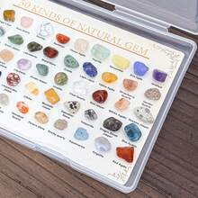 Akinenerston 50Kinds Of Natural Gem, Including Tiger Eye, Amethyst, Citrine, Aquamarine, Etc., Suitable For Home Decoration, Interior Decoration, Gift Giving, Collection, Scientific Research, Children's Unique Birthday Gift - 50 Kinds Of Gem + Illust - View 3