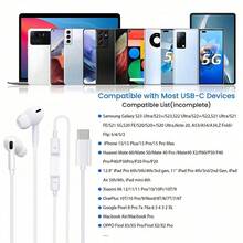 HiFi立体声有线耳机，带麦克风和音量控制，USB-C接口，兼容 15/16 Pro/17 Air/17 Pro AMX、Pro、S25/S24/S23/S22/S21、Pixel 9/8/7/6等机型 - 符合人体工学的入耳式设计，塑料材质，隔音效果出色，按键控制音量 - 查看 11