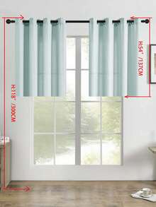 1片/2片亚麻质感薄纱窗帘，仿亚麻纹理半透明窗帘，适用于客厅卧室；仿亚麻薄纱窗帘，透光纹理亚麻混纺窗帘，家居装饰；现代仿亚麻纹理薄纱窗帘，适用于客厅卧室家居装饰 - 綠色 - 查看 12