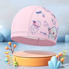 Middle School Students PU Cartoon Print Swimming Cap With Waterproof Coating, Elastic And Comfortable, Does Not Pinch The Head Swimming Cap - Multicolor - View 3