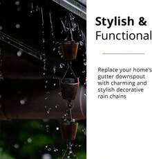 96 Inch Cast Iron Rain Chain Bucket Style Decorative Rain Chain For Gutter Downspout Replacement Outdoor Garden Patio Yard Roof Water Diversion Drainage Chain Durable Rustic Rain Catcher - Hoa tulip - Xem 8