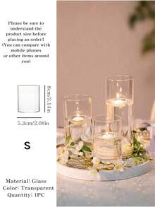 1 chiếc giá nến thủy tinh trong suốt, bình hoa hình trụ bằng thủy tinh, thích hợp để trang trí bàn làm việc, cắm hoa nghệ thuật, làm vật trang trí trung tâm cho tiệc cưới, trang trí trong nhà và bữa tối lãng mạn dưới ánh nến, phụ kiện cưới (không bao gồm nến), quà tặng ngày Valentine | quà tặng Giáng sinh - Nhiều màu - Xem 20