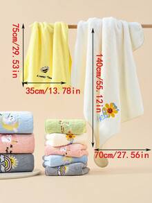 Handuk Wajah/Handuk Mandi Bulu Karang Lembut & Menyerap Warna Polos Unisex, Cocok untuk Semua Musim - Kuning - View 10