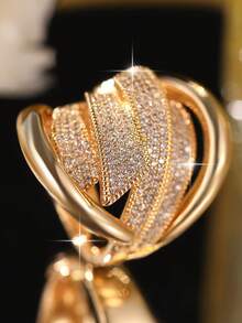 1 chiếc nhẫn đôi mạ vàng nhiều lớp sang trọng đính đá Cubic Zirconia, kiểu dáng punk dành cho nữ, phù hợp cho đi làm hàng ngày, lễ hội âm nhạc, tiệc chiêu đãi, dạ hội, tiệc tùng. Phụ kiện bằng đồng. - Vàng - Xem 9