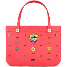 Oversized EVA Beach Tote Bag, Multi-Size Durable Rubber Tote Handbag For Women, Lightweight & Breathable Open Top Shopping Bag, Waterproof Sand Resistant Shoulder Bag, Quick Dry Easy Clean, Perfect For Pool Beach Vacation Travel Camping Casual Outings, DIY Ready Solid Color Basket Bag - 彩色 - 查看 13