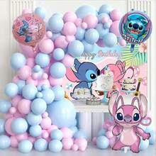 1 Bộ trang trí vòm bóng bay sinh nhật chủ đề Stitch màu xanh dương và hồng dễ thương, bóng bay hình thiên thần màu hồng, 1 bộ bóng bay phông nền chủ đề lá cọ Stitch màu xanh dương và hồng ngọt ngào cho tiệc sinh nhật, hoàn hảo để trang trí tường và phông nền cho lễ sinh nhật, bộ trang trí vòm bóng bay. - TZQQ - Xem 5