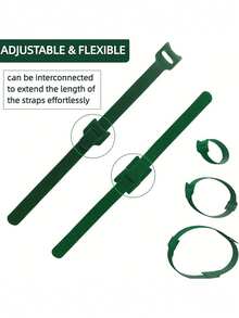 100pcs/10pcs Bridas Ajustables Antideslizantes para Plantas, Bridas Multifuncionales, Bridas para Cables, Cierres de Gancho y Bucle, Bridas para Coronas Navideñas, Correas de Gancho y Bucle, Adecuadas para Plantas Trepadoras, Soporte y Aplicaciones de Jardinería, Herramientas de Mantenimiento de Jardinería - Verde - Ver 9