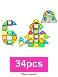 1 Set de Juguetes de Bloques de Construcción Magnéticos Mini, Juguetes Magnéticos 3D Portátiles con Caja de Almacenamiento, Diseño de Iluminación Transparente, Juguetes Educativos STEM Montessori, Regalo Interactivo Padres-Hijos - Multicolor - Ver 13