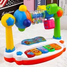 儿童旋转音乐玩具钢琴、灯光、节奏游戏和歌曲播放玩具、早教益智互动玩具、婴儿圣诞礼物 - 彩色 - 查看 14