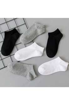 12 piezas Calcetines cortos para mujer de color blanco sólido, planos, transpirables y desodorantes 1/3/5/6/9/10/15/20/30 pares - Blanco - Ver 6