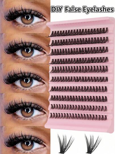200 Pcs Cluster False Eyelashes, 40D Curl, Mixed Lengths Of 8-16 Mm, Naturally Fluffy, 0.07 Mm Lightweight Reusable Eyelashes, Suitable For Festivals And Parties, Halloween Eyelashes, Cosplay Eyelashes, Suitable For Beginners.
