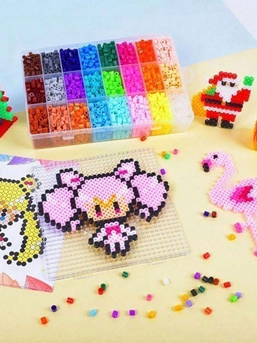 Kit Of 6300 Pieces, Mini Hama Beads Set, 2.6 Mm, High Quality, With Pegboard, Tweezers, And Guide. - 無需機器的珠子 - 查看 1