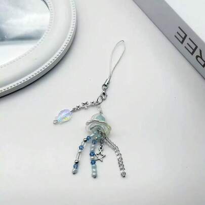 1 chiếc dây đeo điện thoại hình sứa tối giản thời trang unisex, tua rua, hình ngôi sao năm cánh, phụ kiện trang trí túi xách, quà tặng giáo viên.