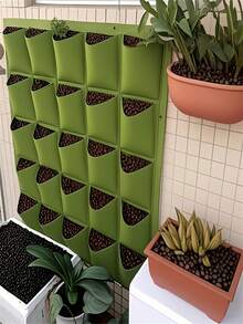 9口袋垂直花园种植袋 - 节省空间的悬挂式种植袋,适用于室内/室外,轻便现代的悬挂式种植袋,适合阳台、庭院、蔬菜和香草种植,耐用的阳台花园收纳架 - A - 查看 3