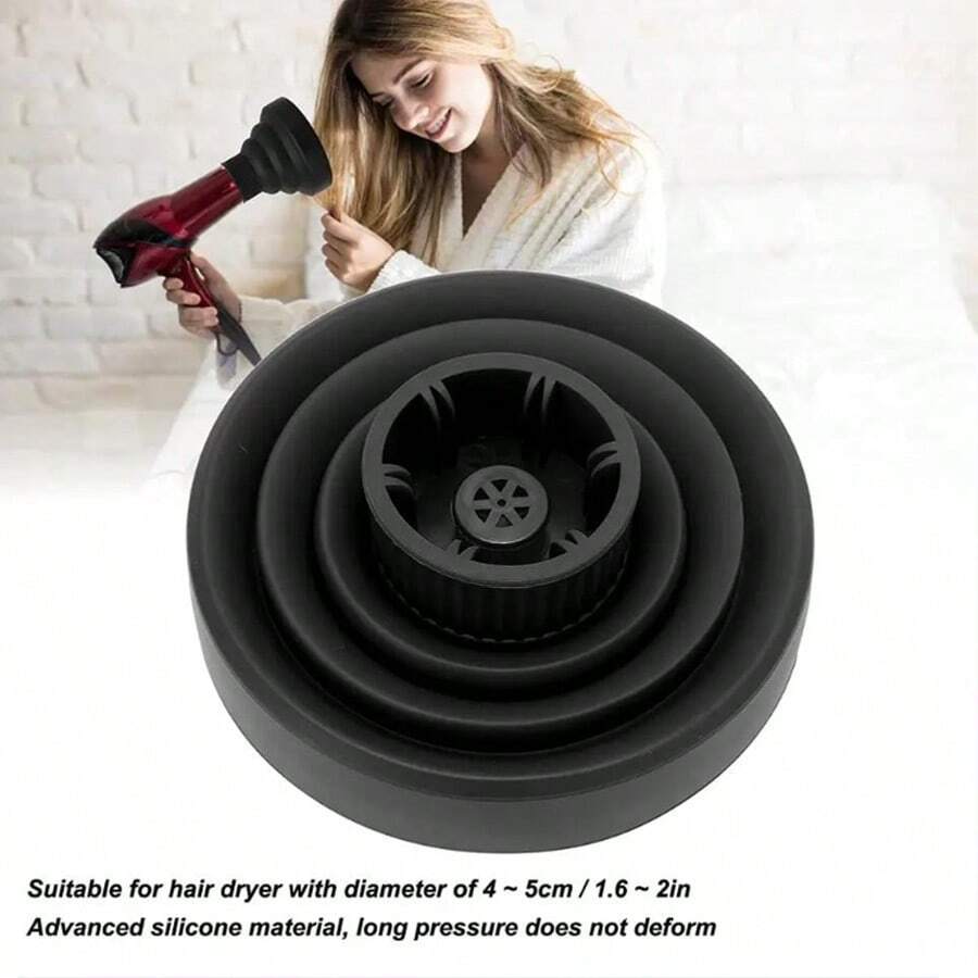 New Salon Tool Black Universal Silicone Hairdryer Diffuser Cover Adjustable Temperature Resistant Dispersing Drying Hair Dryer - Black - View 1