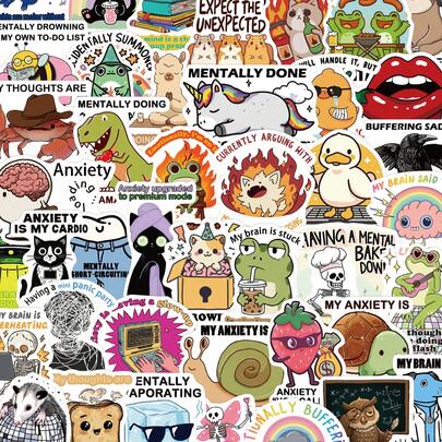 100pcs Nervous Breakdown Stickers Collection For Laptop, Suitcase, Scrapbook, Skateboard, Guitar, Decor DIY Graffiti Stickers