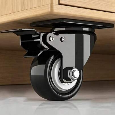 A Kit Consisting Of 4 Heavy-Duty Rotating Wheels And 16 Screws, Including Rotating Wheels With Or Without Brake Mechanisms, Furniture Hardware Accessories, And Rotating Wheels With Safety Lock Brakes, Suitable For Tables, Chairs, Furniture, Equipment Storage Boxes, Office Cabinets, And More