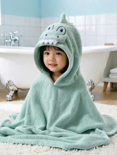 1-6 Years Old Kids/Toddlers Soft & Skin-Friendly 3D Hooded Towel, Suitable For Travel, Beach, Bathing, 1pc