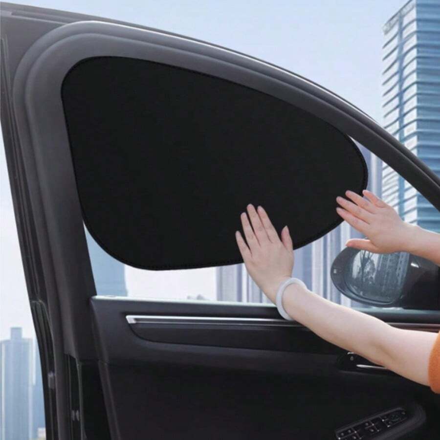2/4pcs/Set Car Driver & Passenger Seat Summer Sunshade 3-Piece Set, Heat Insulation & Cooling, Doesn't Obstruct Driver & Front Passenger Vision