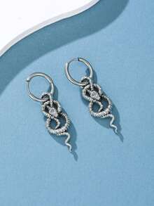 1 Pair Of Gothic Retro Snake-Shaped Dangle Earrings, Unique And Party Accessories For Men - Earring - View 6