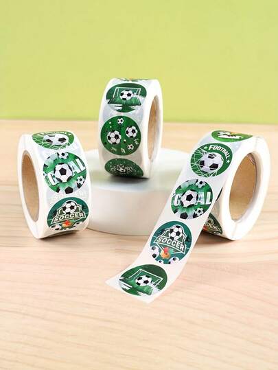 500pcs/Roll Green Football Shaped Stickers, Football Sports Party Bottle Stickers, Football Fan Gifts Packaging Decor, Birthday Party Decor, Football Stickers, Gift Packaging Stickers