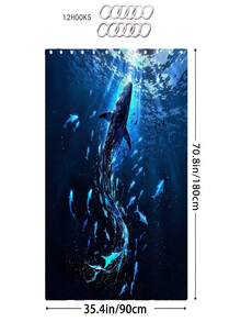 1/3/4 Stücke Tiefsee Leuchtend Blauer Wal & Fluoreszierender Fisch Duschvorhang Set, Geheimnisvoller Ozean Kunst Stil Badezimmer Fenstervorhang, Wasserdicht & langanhaltend Moderne Heim Badezimmer Dekoration Duschvorhang, 72in*72in - Badezimmer Raumteiler Duschvorhang, Inklusive 12 Haken, Badezimmer Set - Inklusive Toilette-Sitz Abdeckung, Badematte und Teppich, Hergestellt aus Polyesterstoff - Waschbar, Geeignet für Heim Badezimmer / Hotel - Blauwal - Übersicht 11